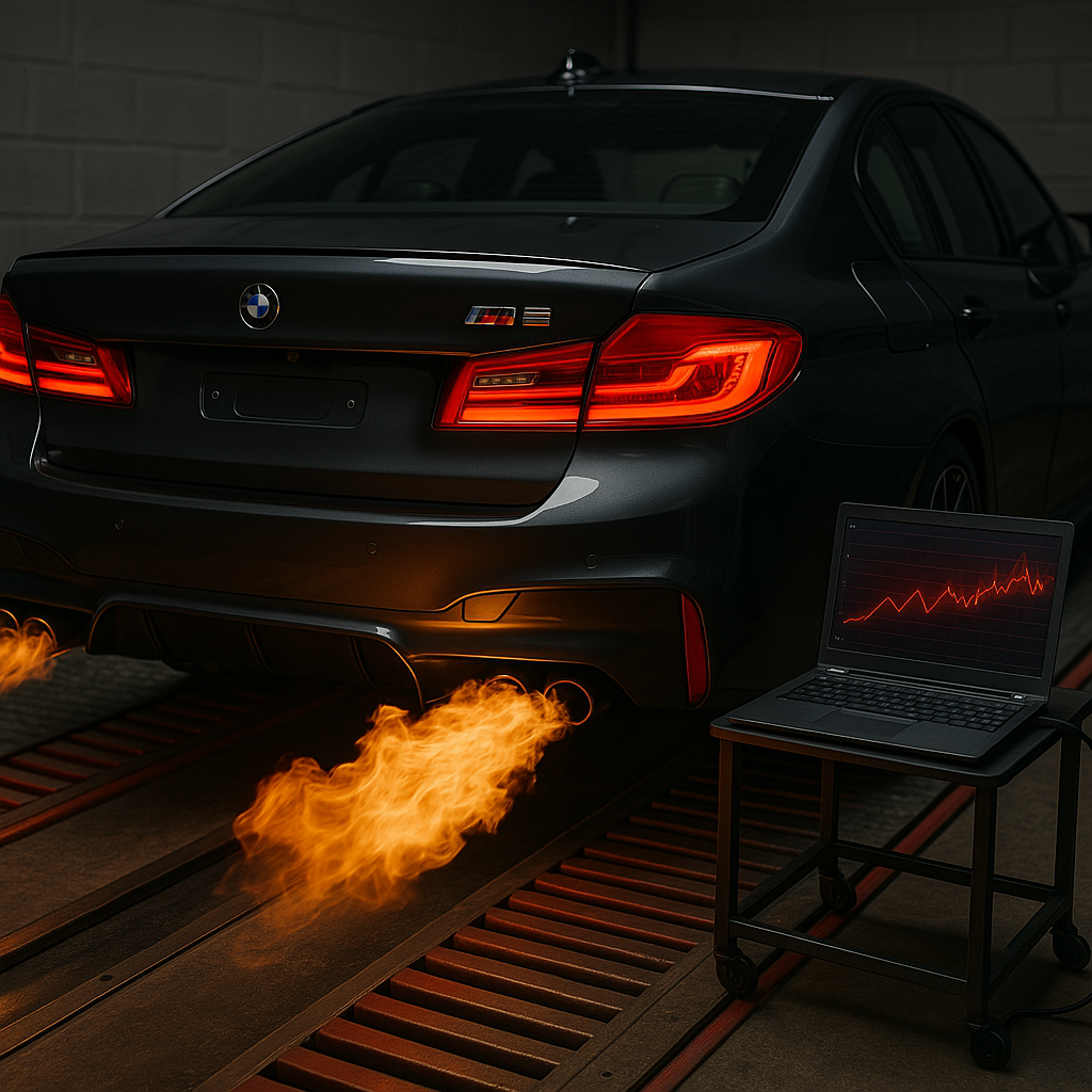 Pops and Bangs tuning BMW M5 met uitlaatvlammen - ECUFix.be